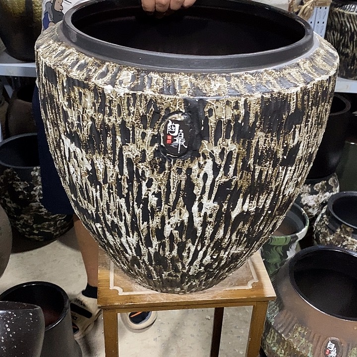 紫砂花盆口35高度43黑数888