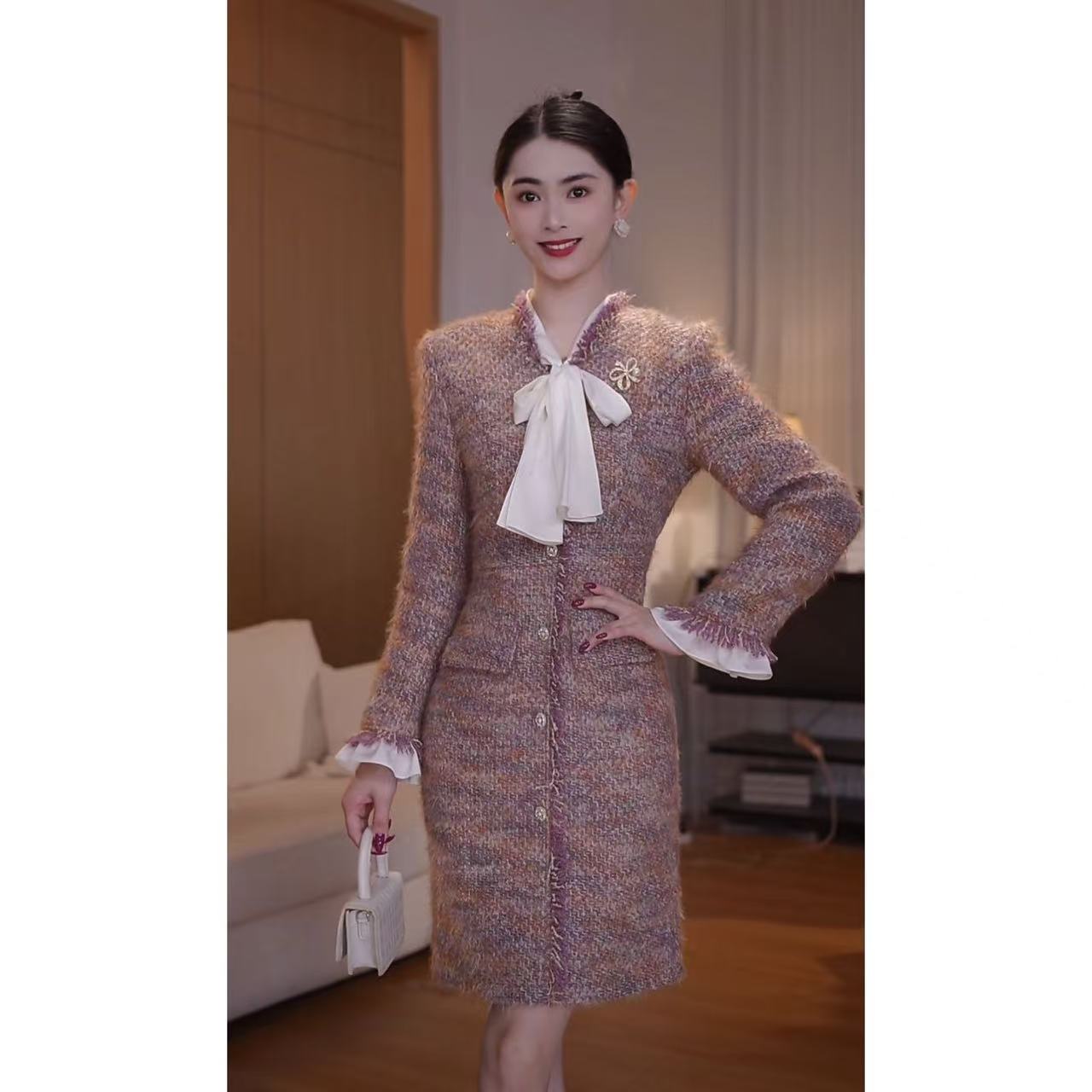 【少量现货】2418囯内设计师品牌女装气质收腰连衣裙