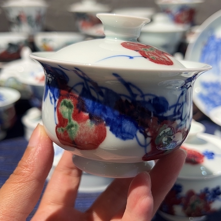 摆件原矿青花釉里红瓷器微瑕