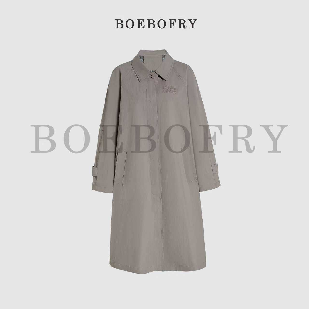 BOEBOFRY<璀璨极光>100%棉混纺气质简约收腰中长风衣外套BE3F0823