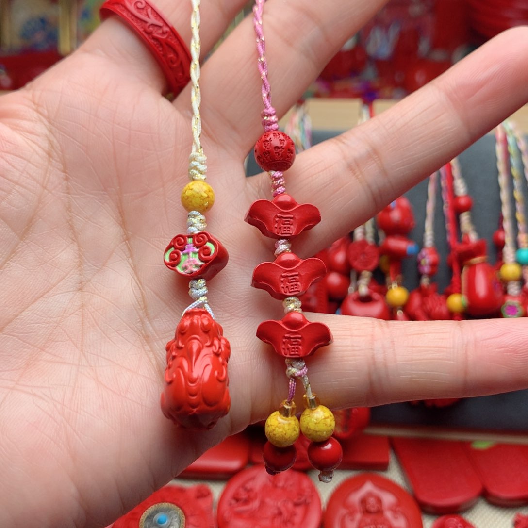 天然辰砂工艺品朱砂手机坠