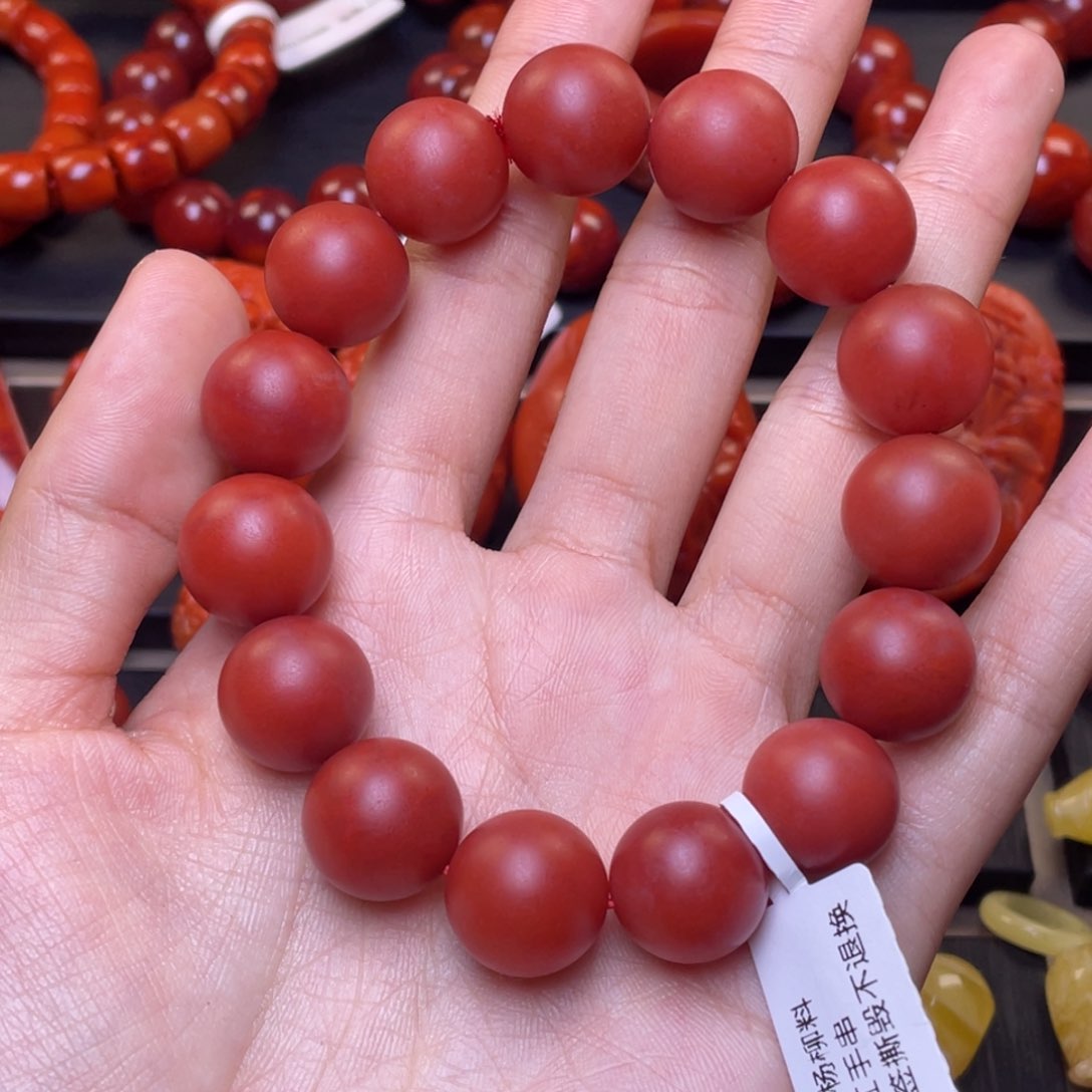 南红玛瑙其它未镶嵌y14.5mm保山锦红圆珠手串