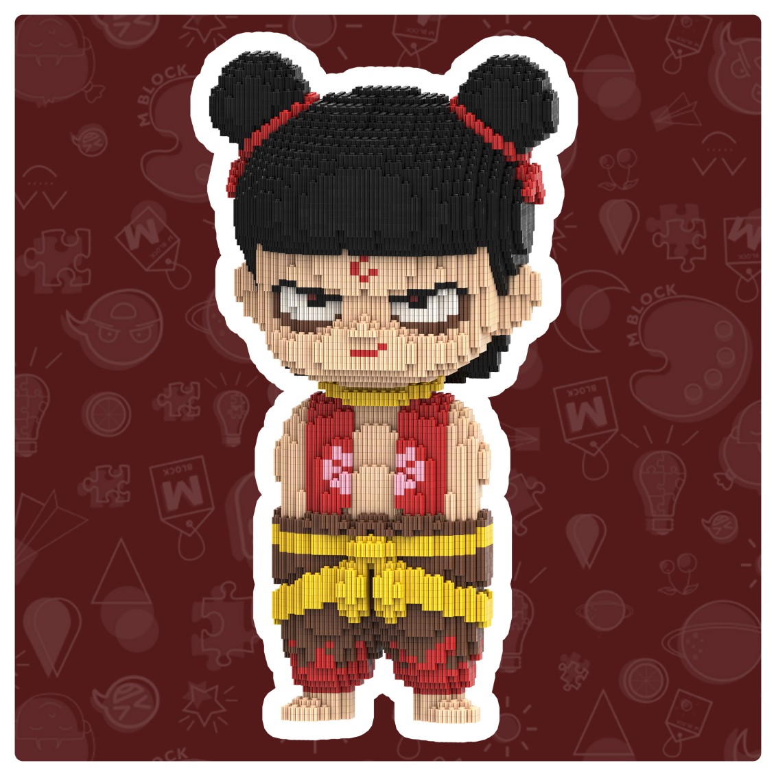 【萌小人系列】桀骜的小哪吒积木益智拼装玩具男女孩潮玩生日礼物