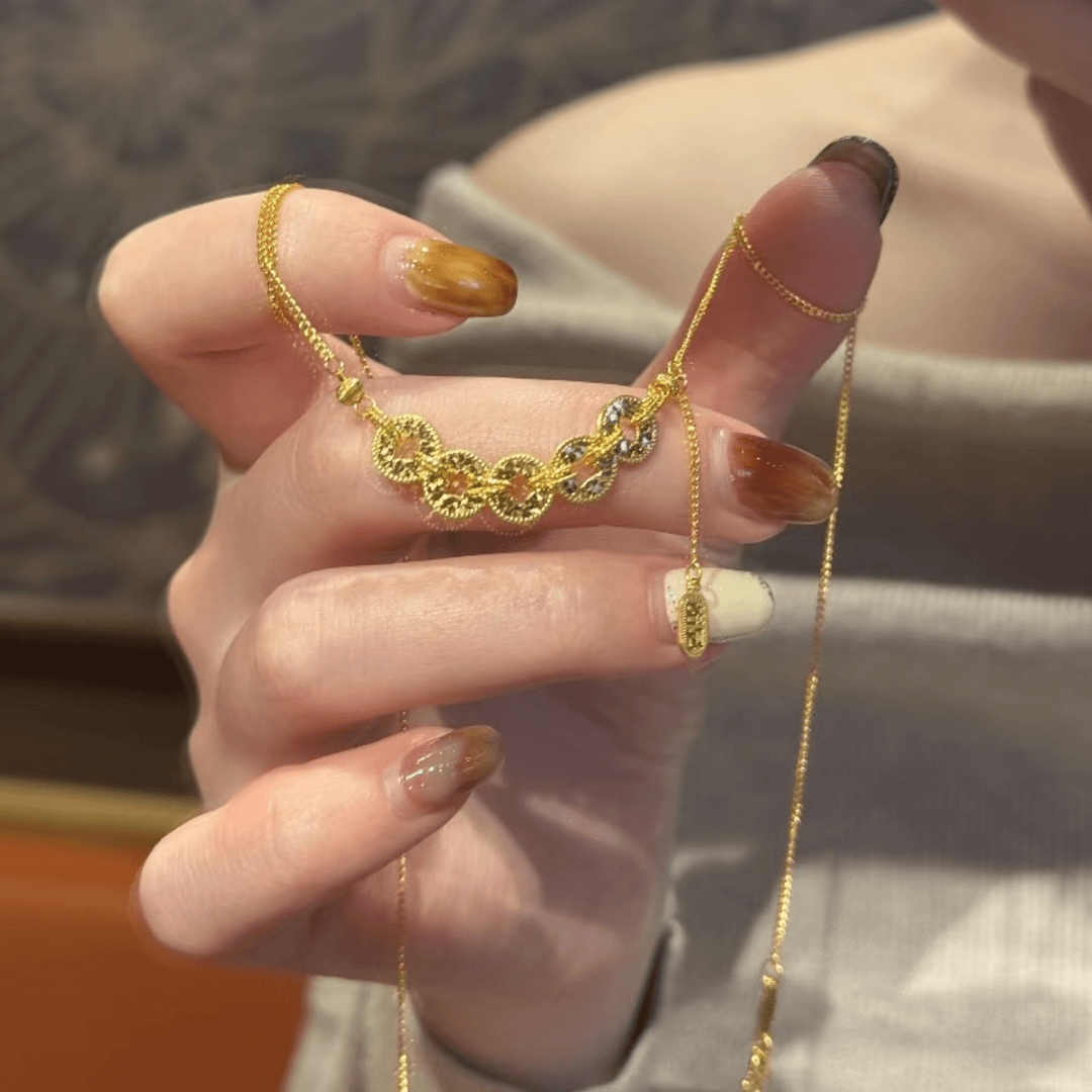 铜项链 铜合金项链 新中式爆闪碎碎冰五帝钱项链女款精美气质百搭