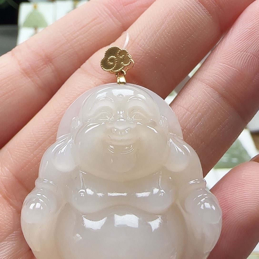 和田玉18K金镶嵌颈饰上****环