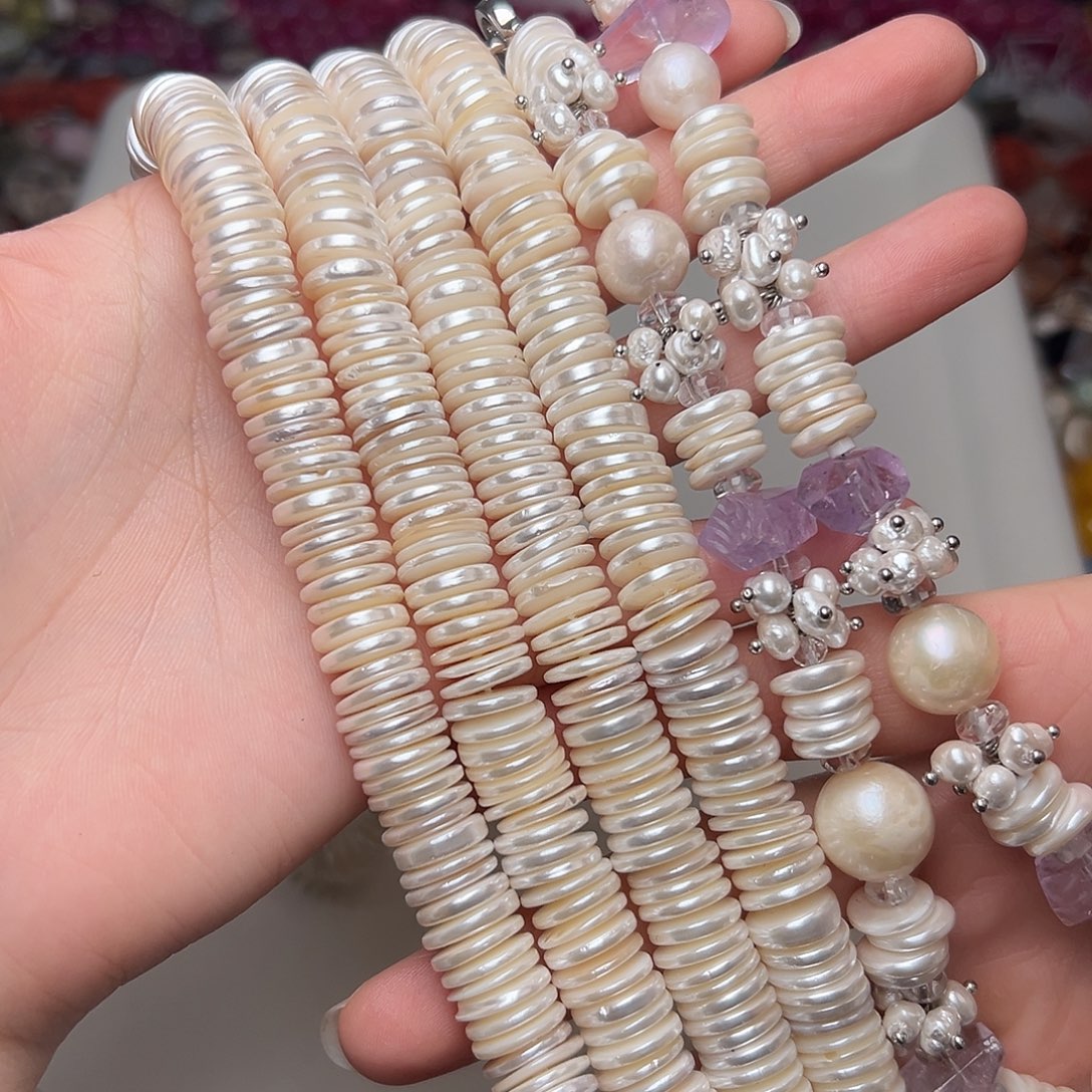 玛瑙/玉髓合金珠宝半成品G21。11.4mm贝珠隔片一条