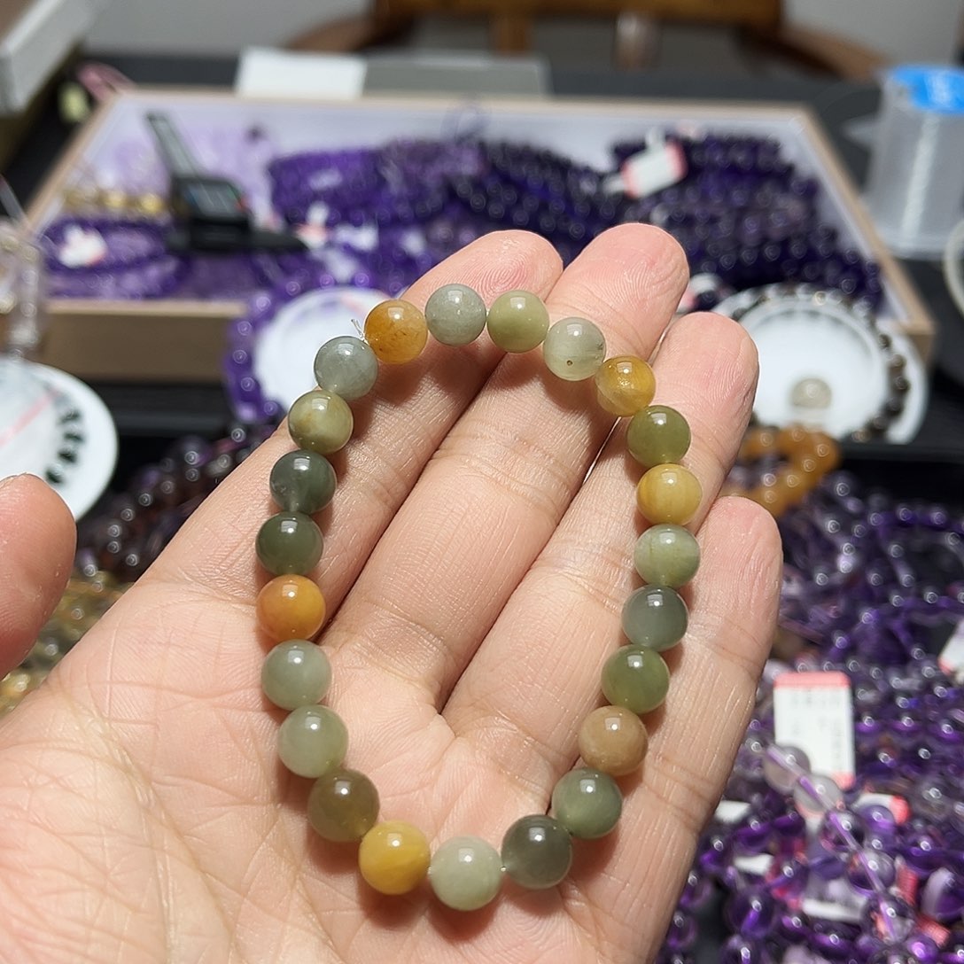 水晶手链未镶嵌绿兔毛8mm