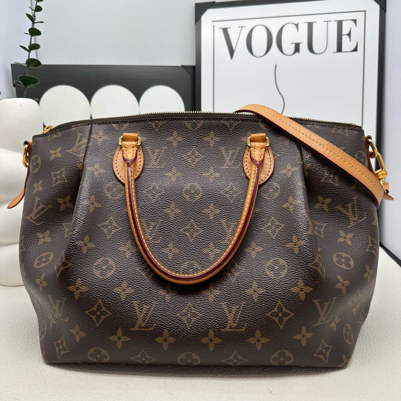 95新 LouisVuitton/路易威登 Turenne系列 中号老花饺子包 98新 