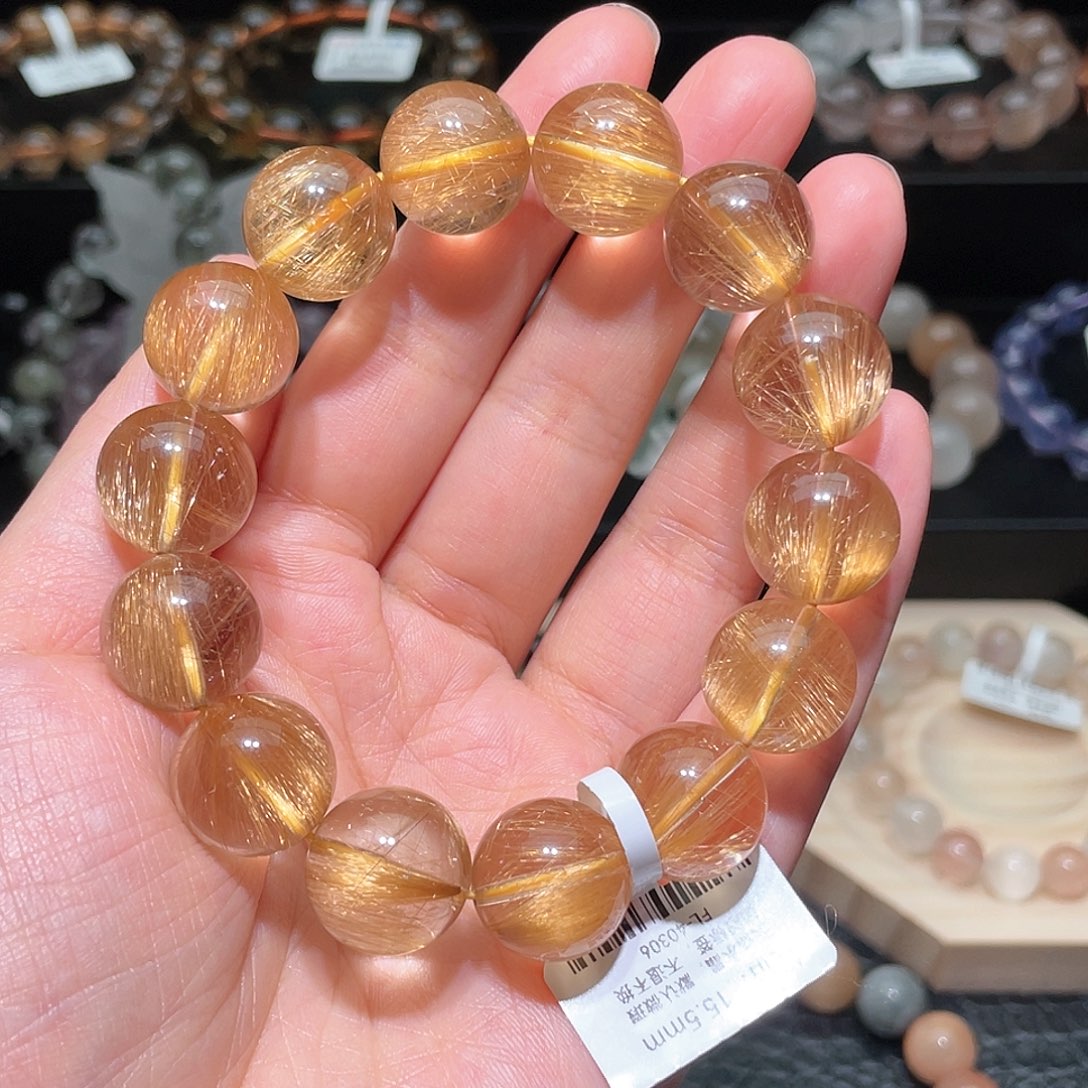 水晶手链未镶嵌太阳发晶手链，晶体通透