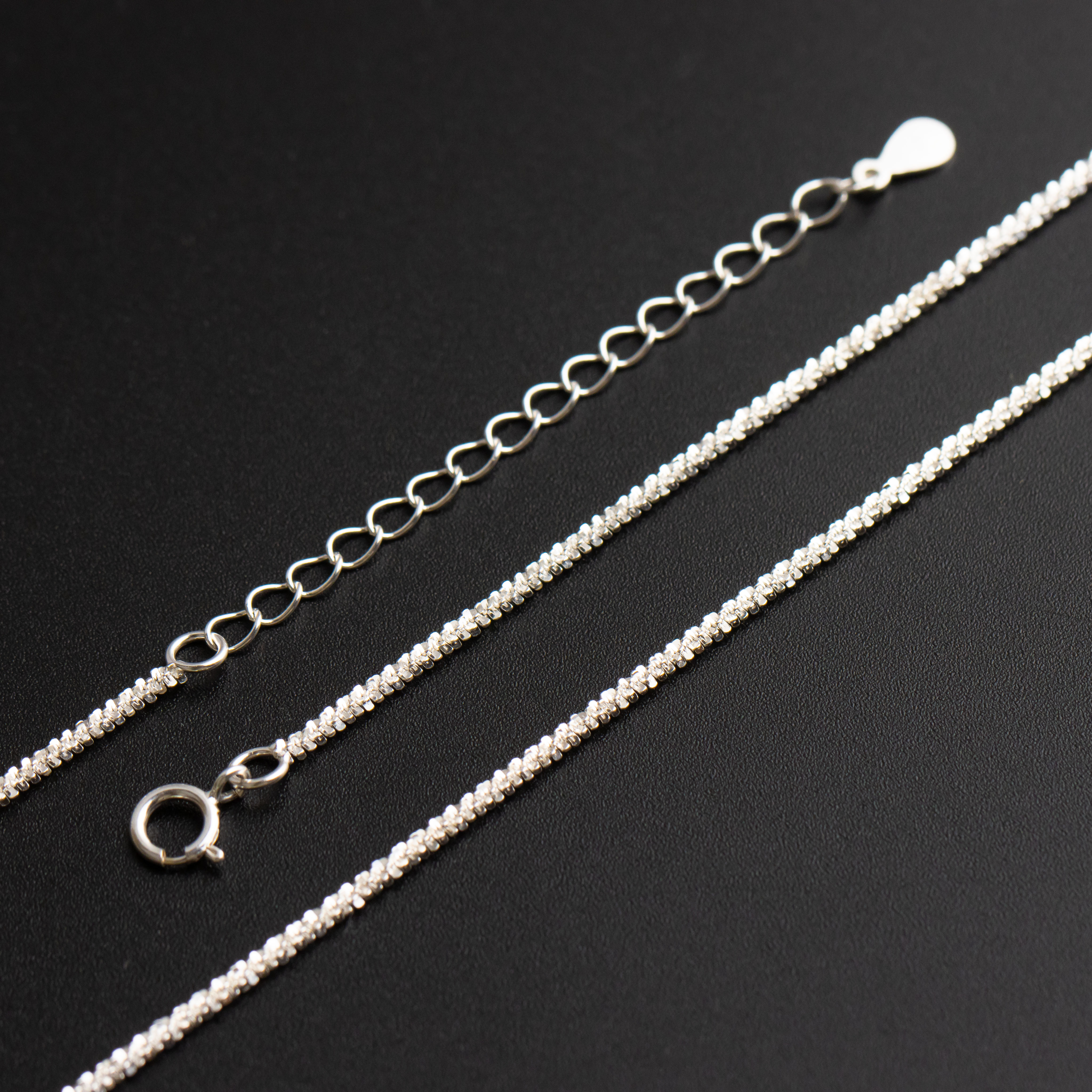 链子925银 S925银雪花链带尾链 18寸