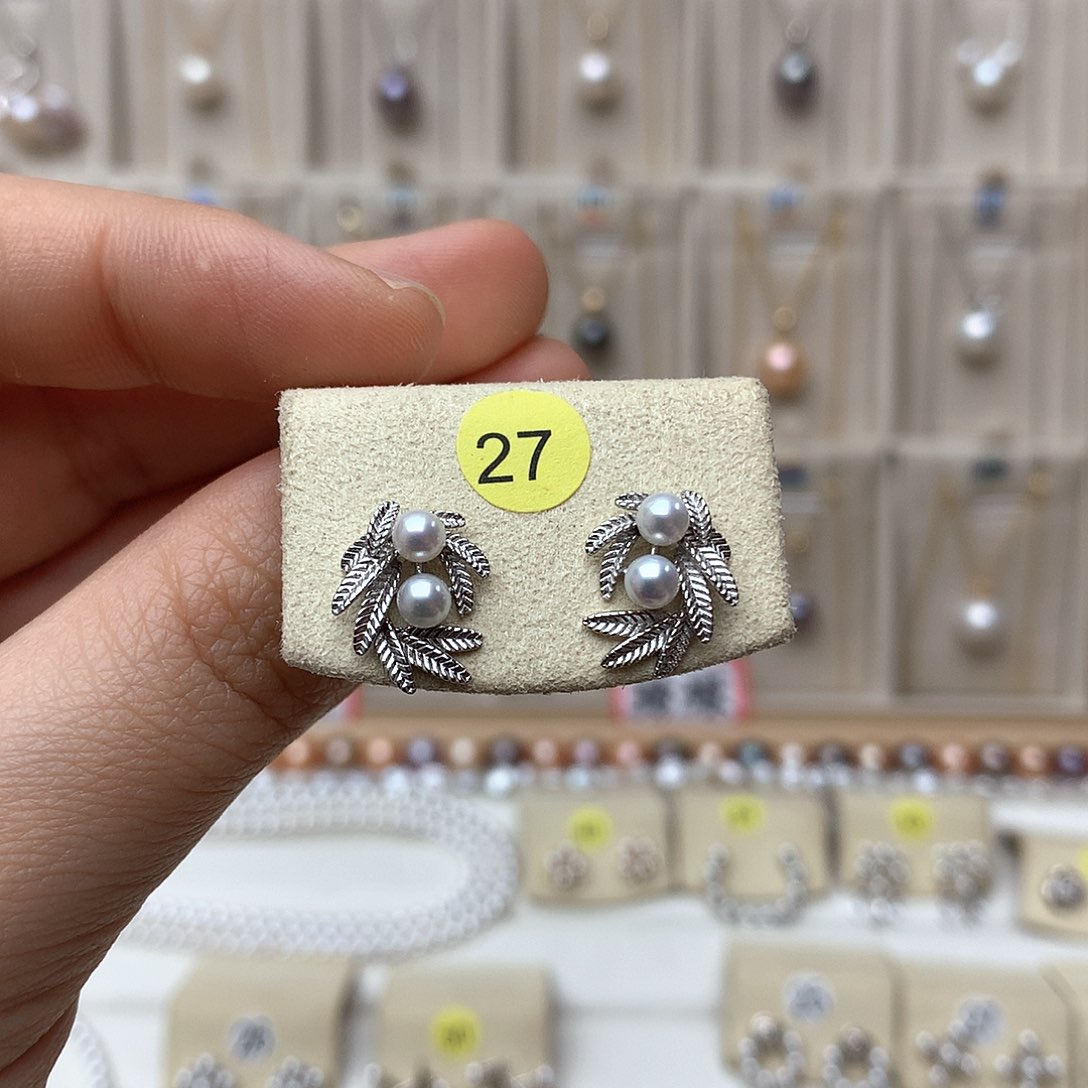 淡水珍珠耳饰银S925镶嵌