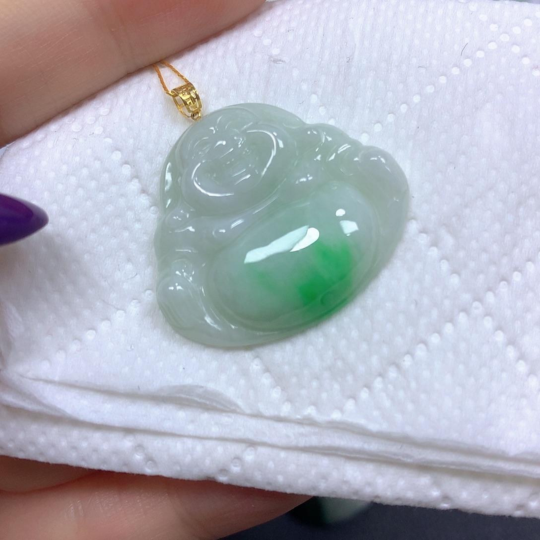 翡翠18K金镶嵌颈饰挂件