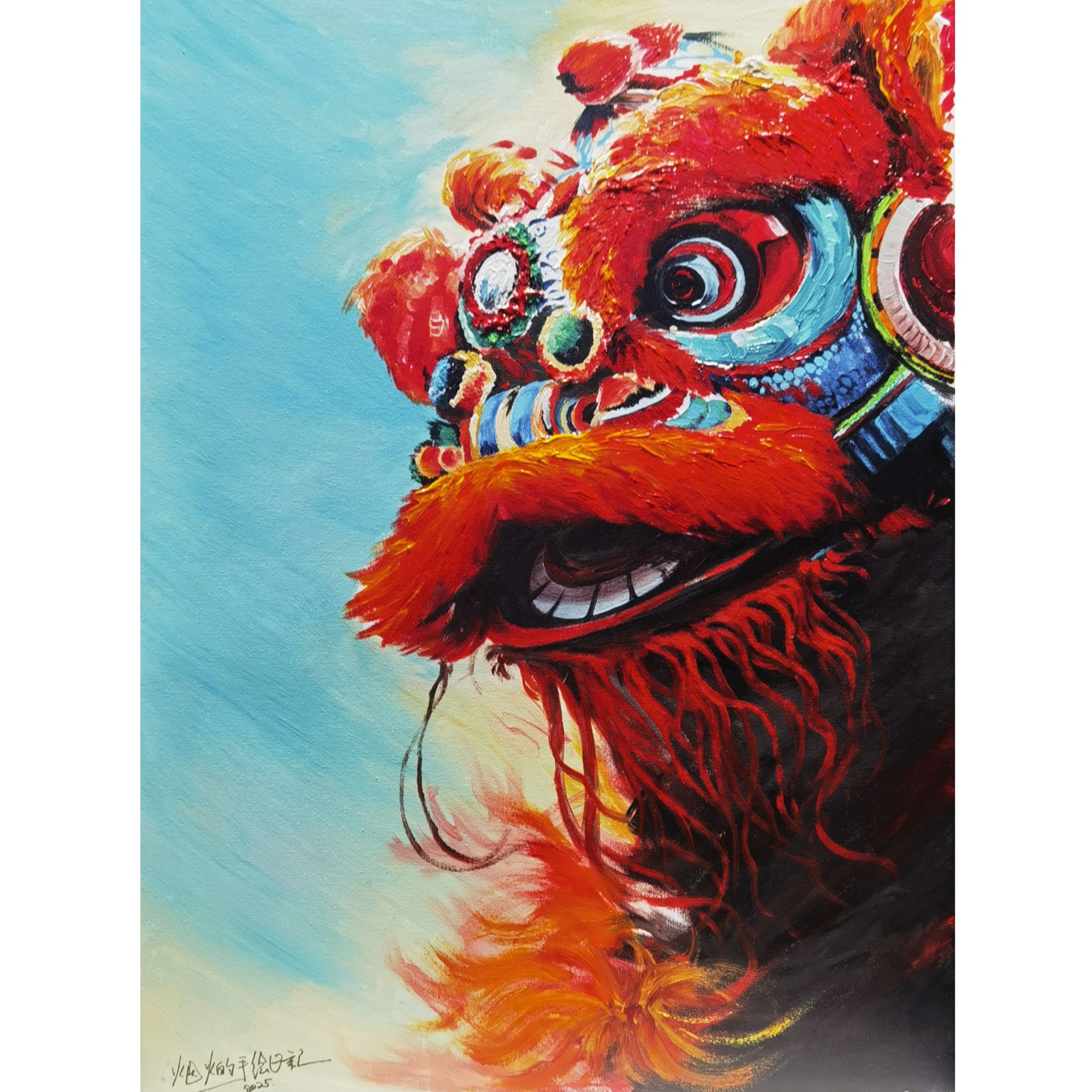 《醒狮》丙烯厚涂装饰画80cm*60cm