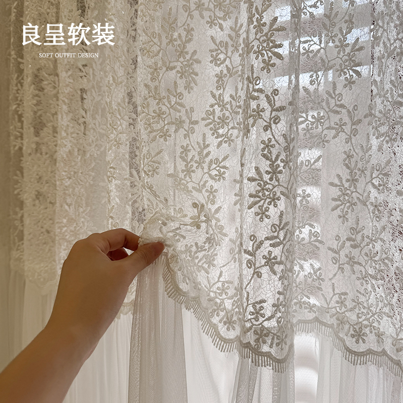 花间集 法式拼接纱帘花枝纹理浪漫梦幻客厅卧室高端窗纱