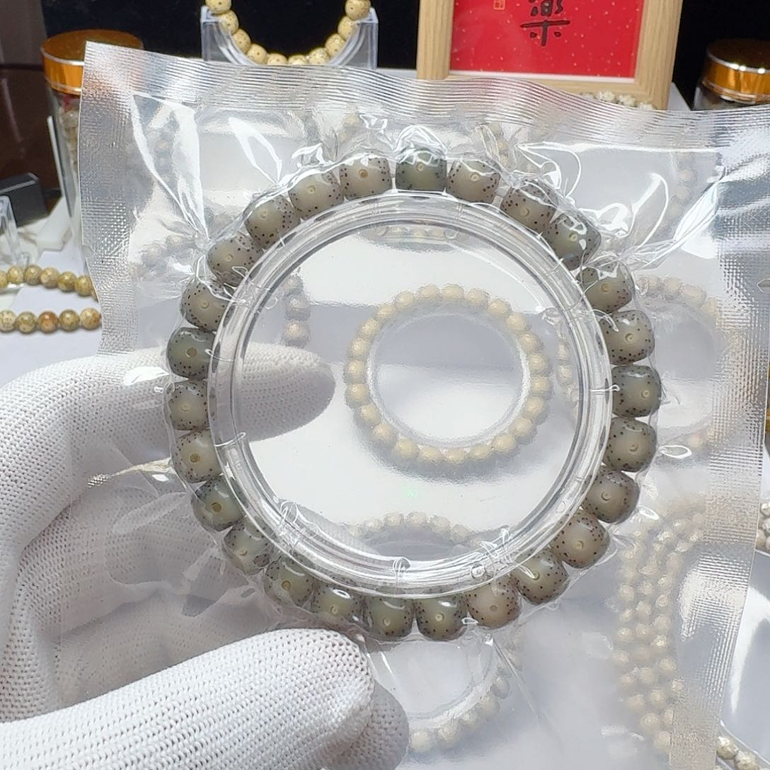菲***事手串星月菩提石玉料9:8糯冰冰透正月留白福利货