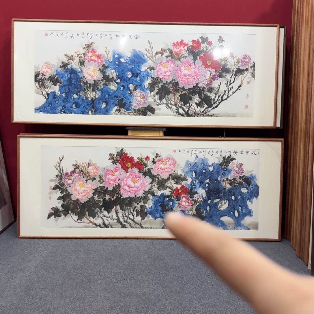 国画浙****强带框绘画作品