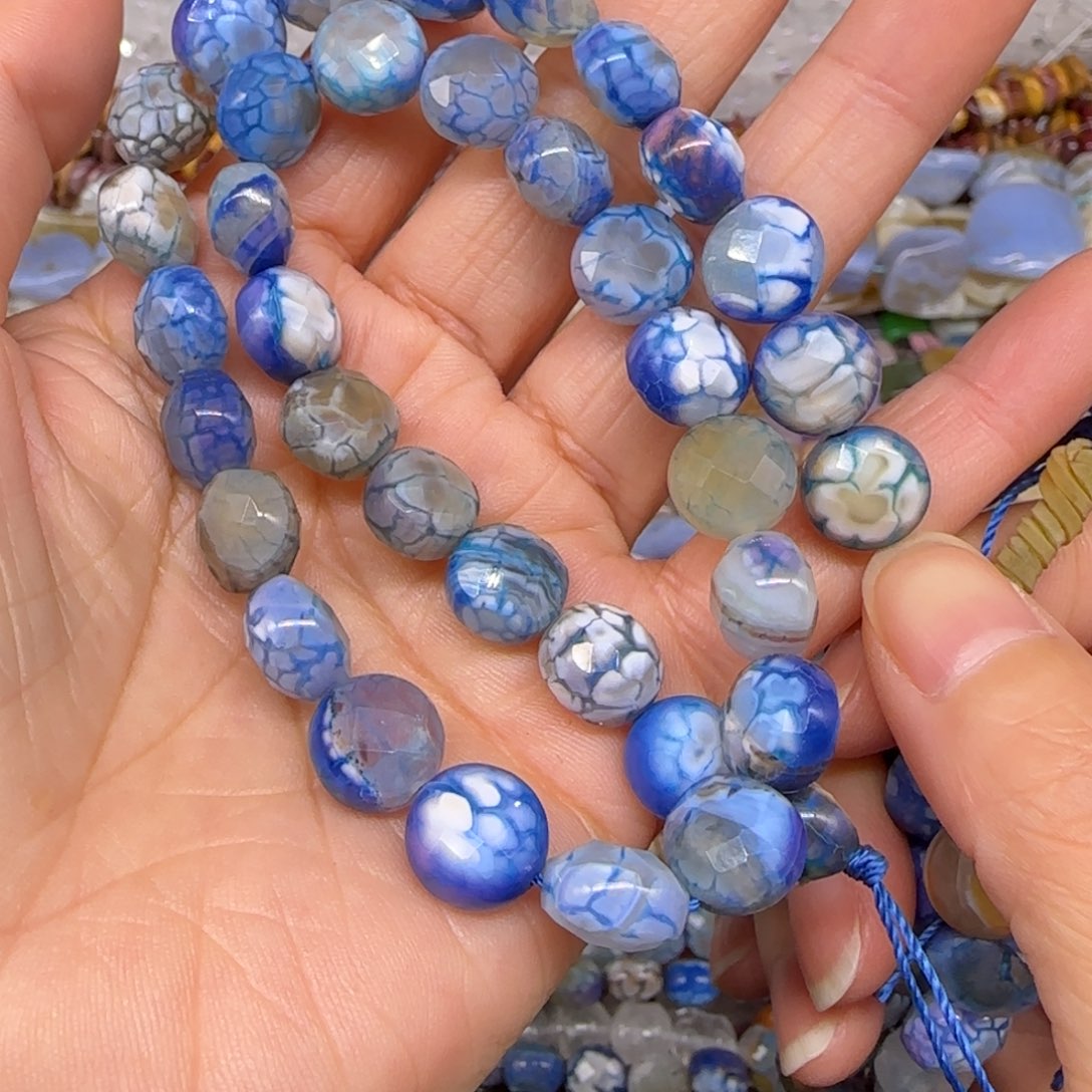 玛瑙/玉髓合金珠宝半成品10mm奶皮玛瑙一条