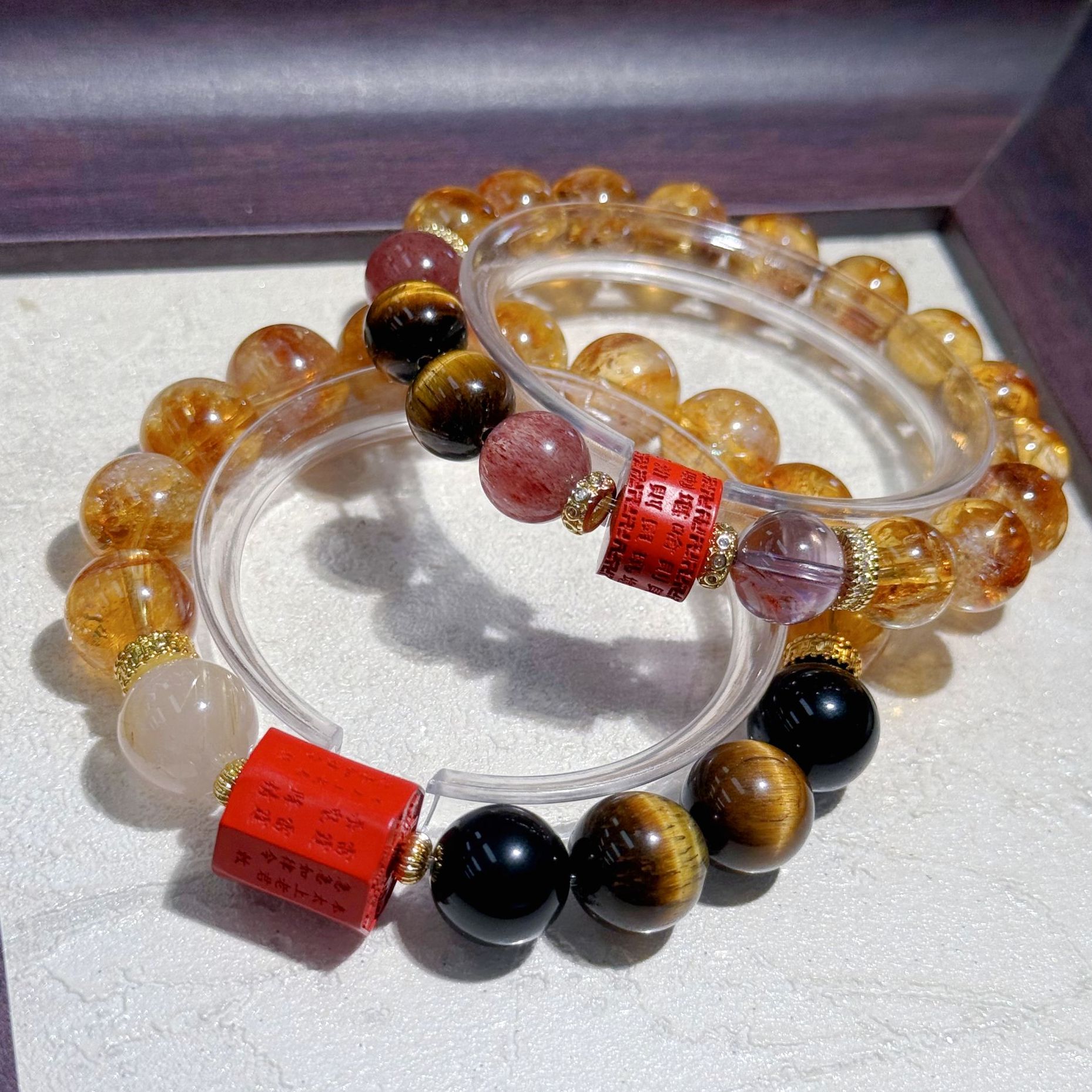 【春姐专属】天然黄水晶+金虎眼+金发晶