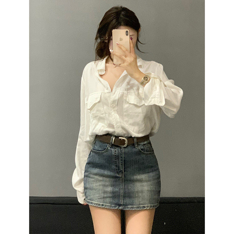 高腰复古A字牛仔短裙女2025冬季新款弹力显瘦百搭防走光辣妹半裙
