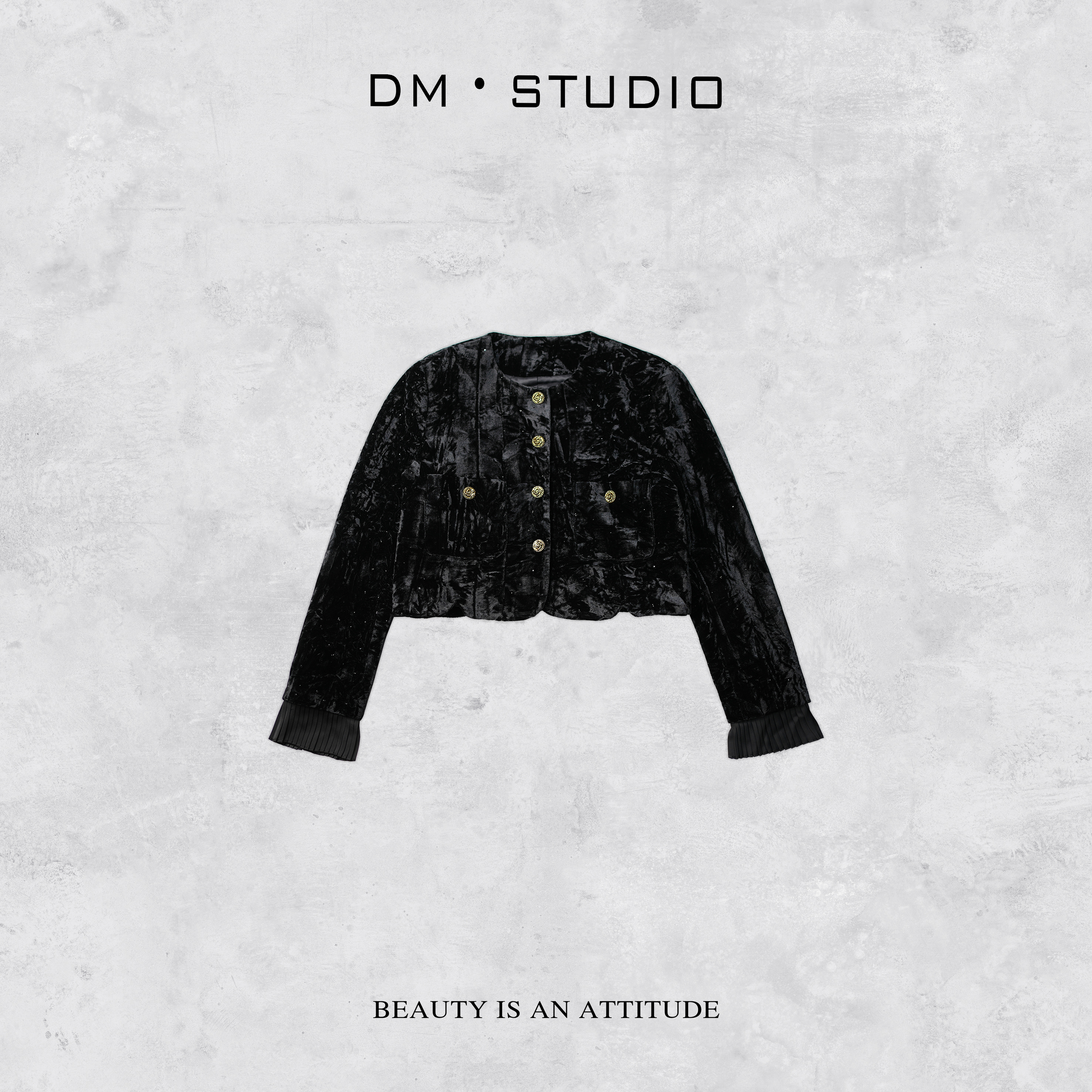DEDM•STUDIODM/气质精致感轻奢高级满天星长袖排扣外套（AC24396）
