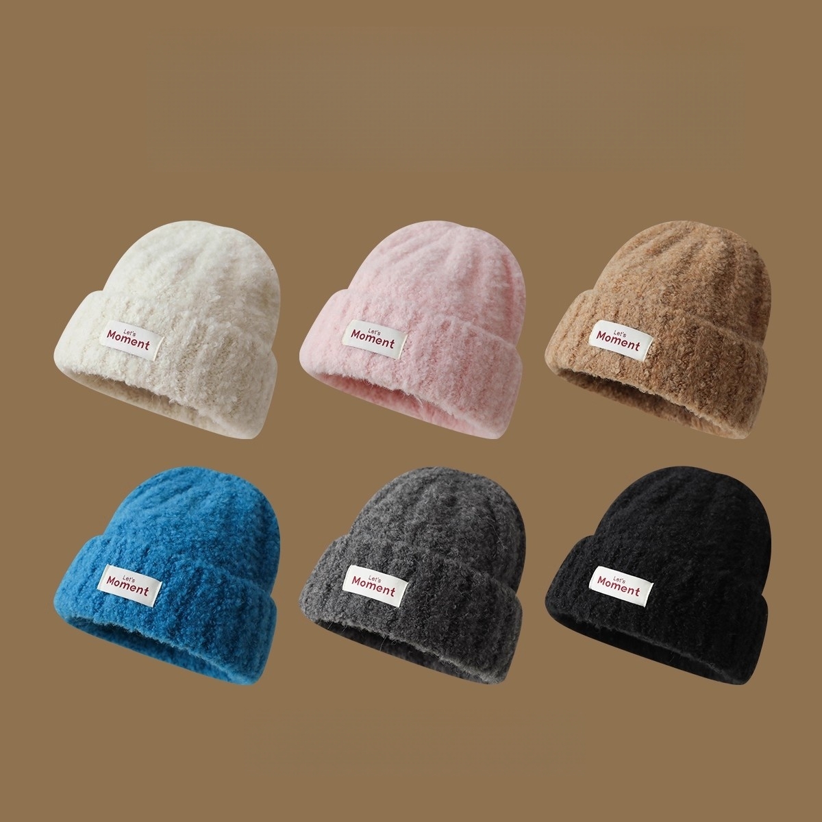 韩版时尚贴布针织帽秋冬加厚保暖毛线帽情侣百搭套头帽子软糯舒适