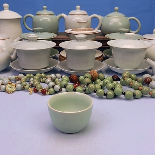 杯微瑕翠绿釉荷花杯原矿原釉原产地