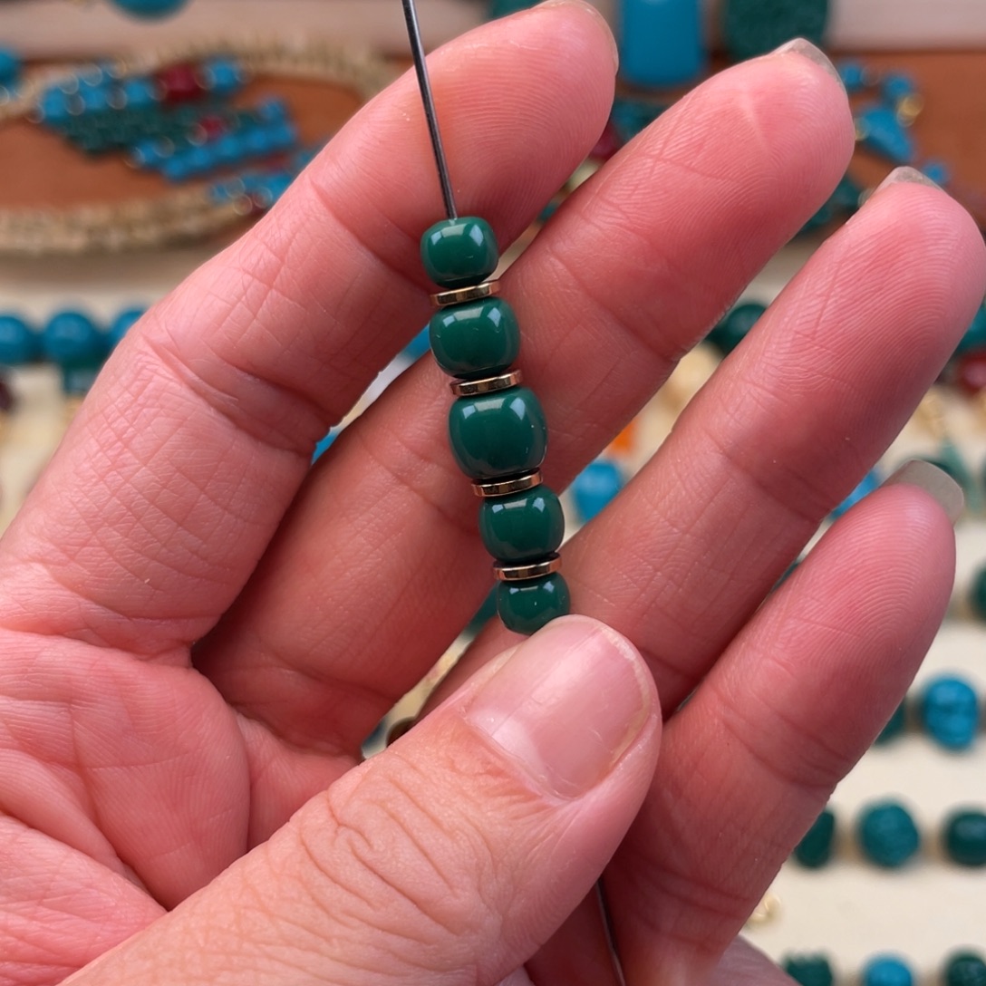 汤****琉璃颈饰顶珠6.7.8.7.6绿色