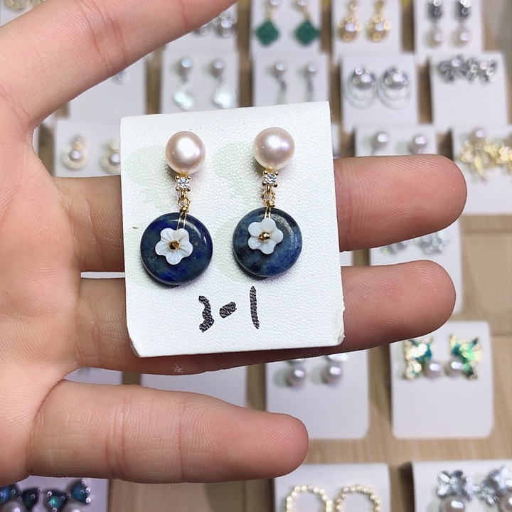 淡水珍珠耳饰银S925镶嵌