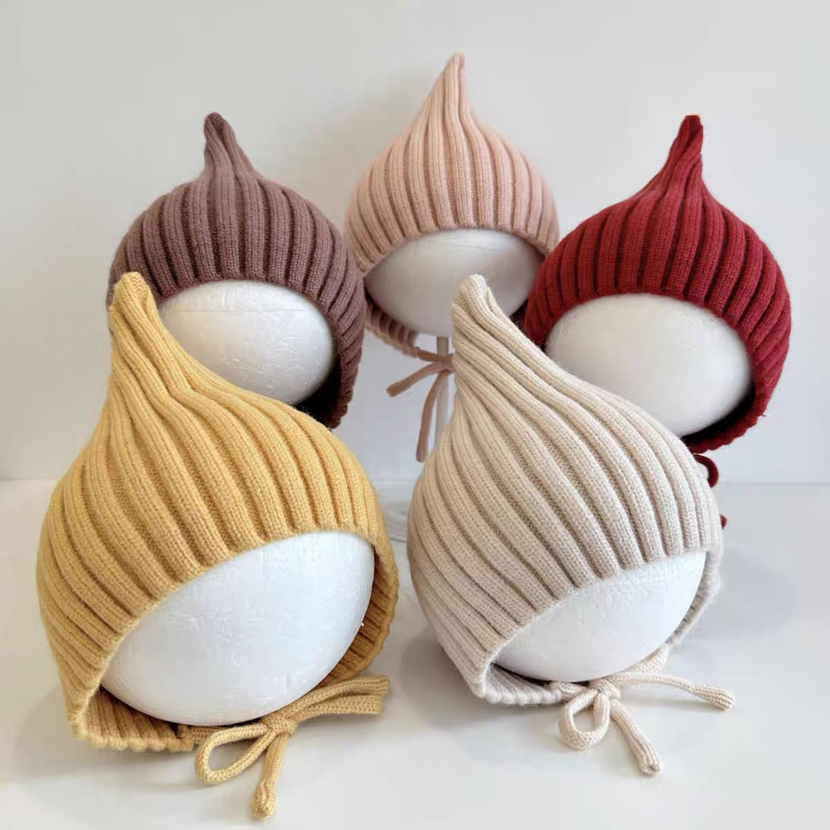 儿童帽子秋冬精灵帽针织护耳帽小红帽宝宝帽子秋冬帽男女童小孩帽