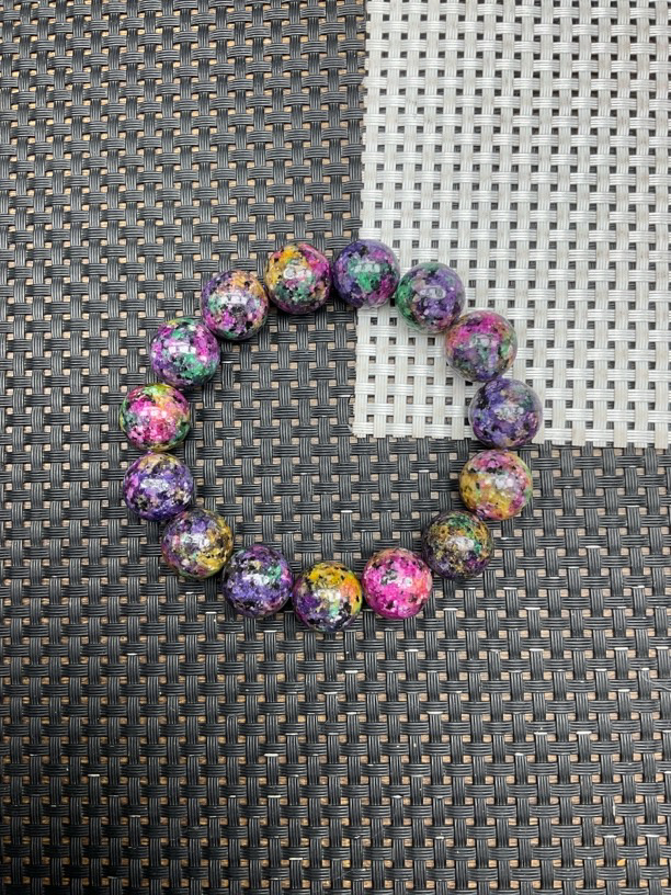 龙纹七彩永生花舒14mm手串1136