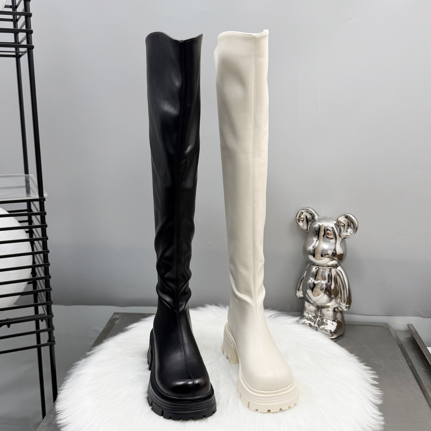 过膝长靴女瘦瘦靴2025新款秋冬骑士靴高跟黑色长筒靴白色靴子