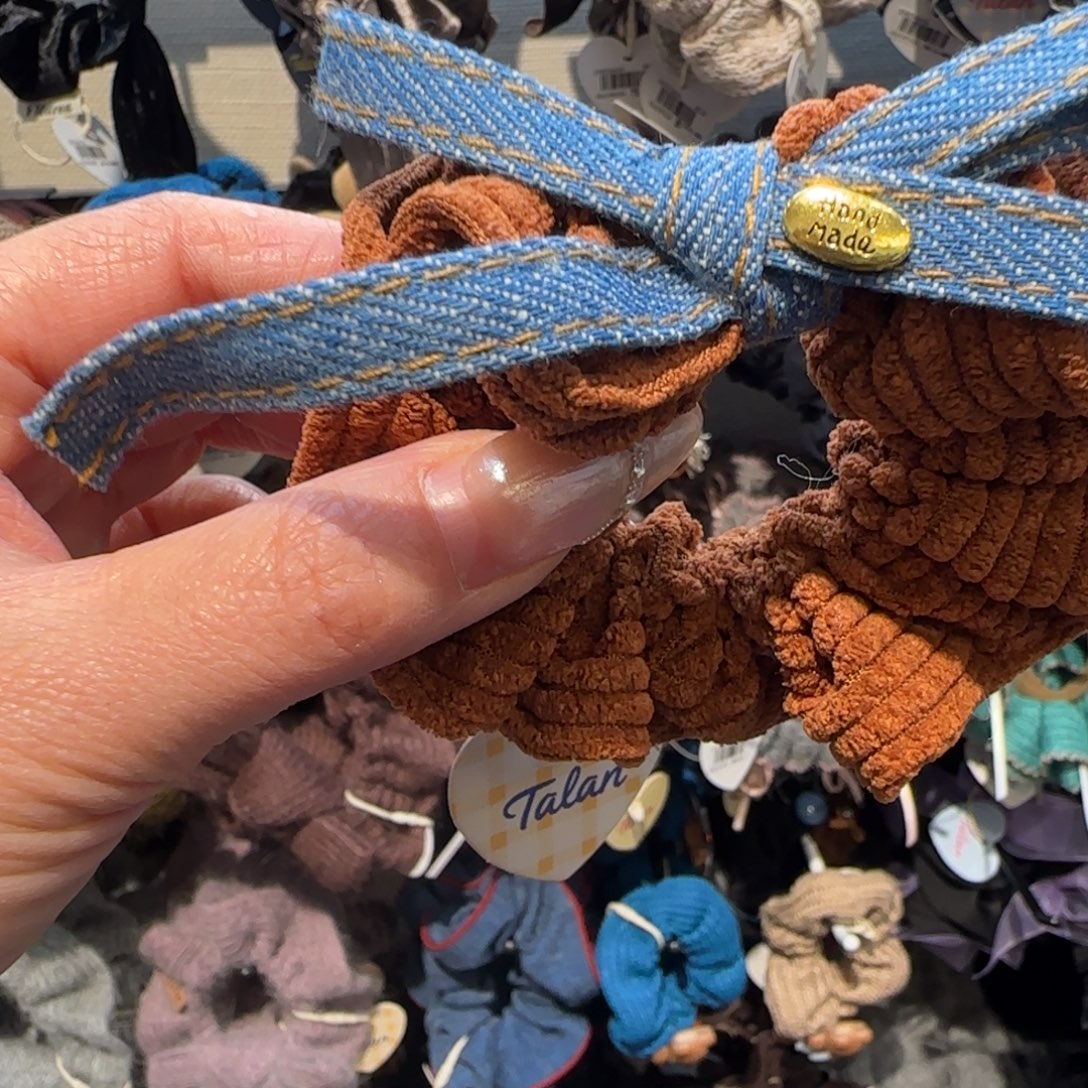 布艺铁合金南瓜色蝴蝶结发圈