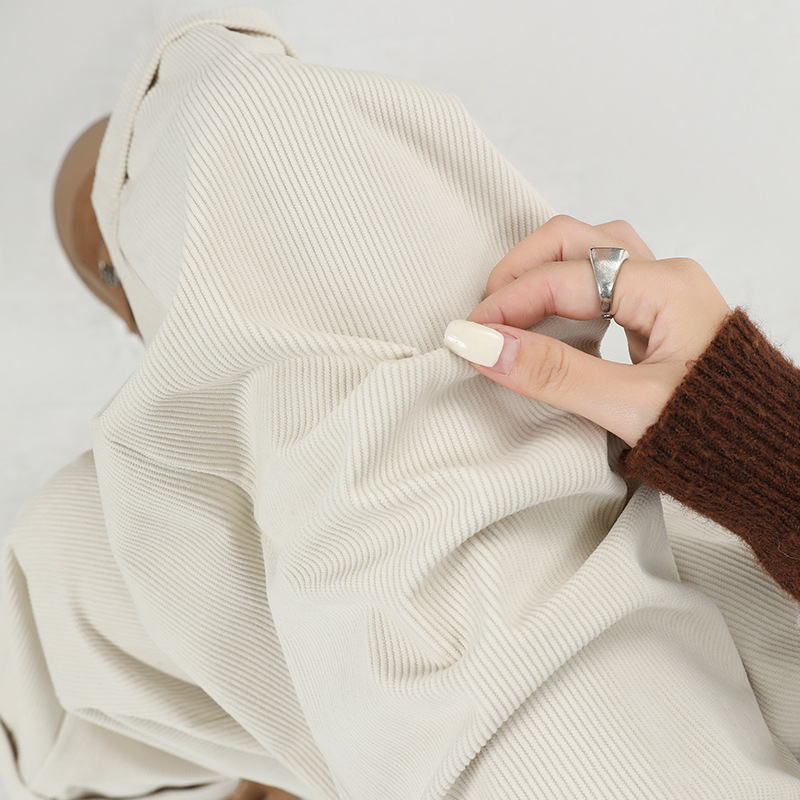 QINGGE6335灯芯绒阔腿裤秋冬季新款高腰垂感休闲裤宽松显瘦感长裤