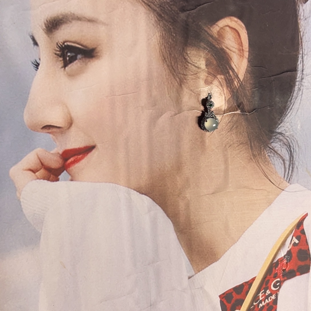 翡翠银S925镶嵌耳饰47