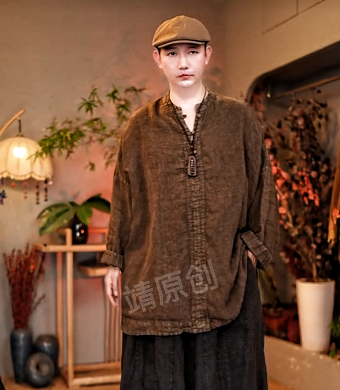 2917【闲雅先生】高品质亚麻高工艺炒色套头衫（长85胸围165）