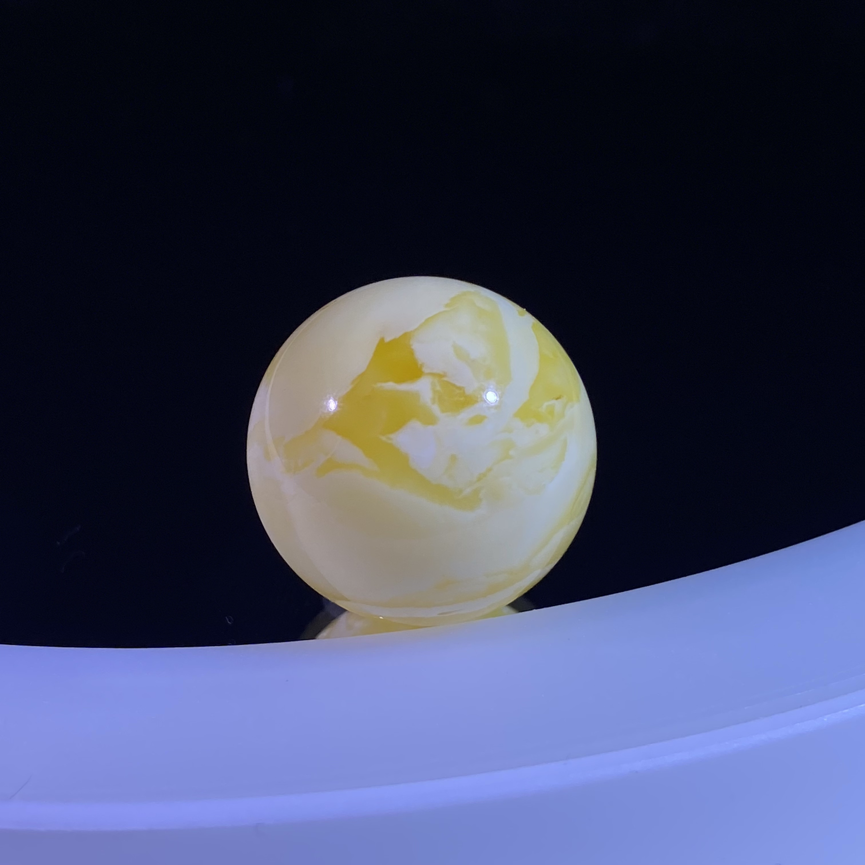 19.6mm焦皮橘白奶蜡蜜蜡圆珠 橘白特别润特别顶
