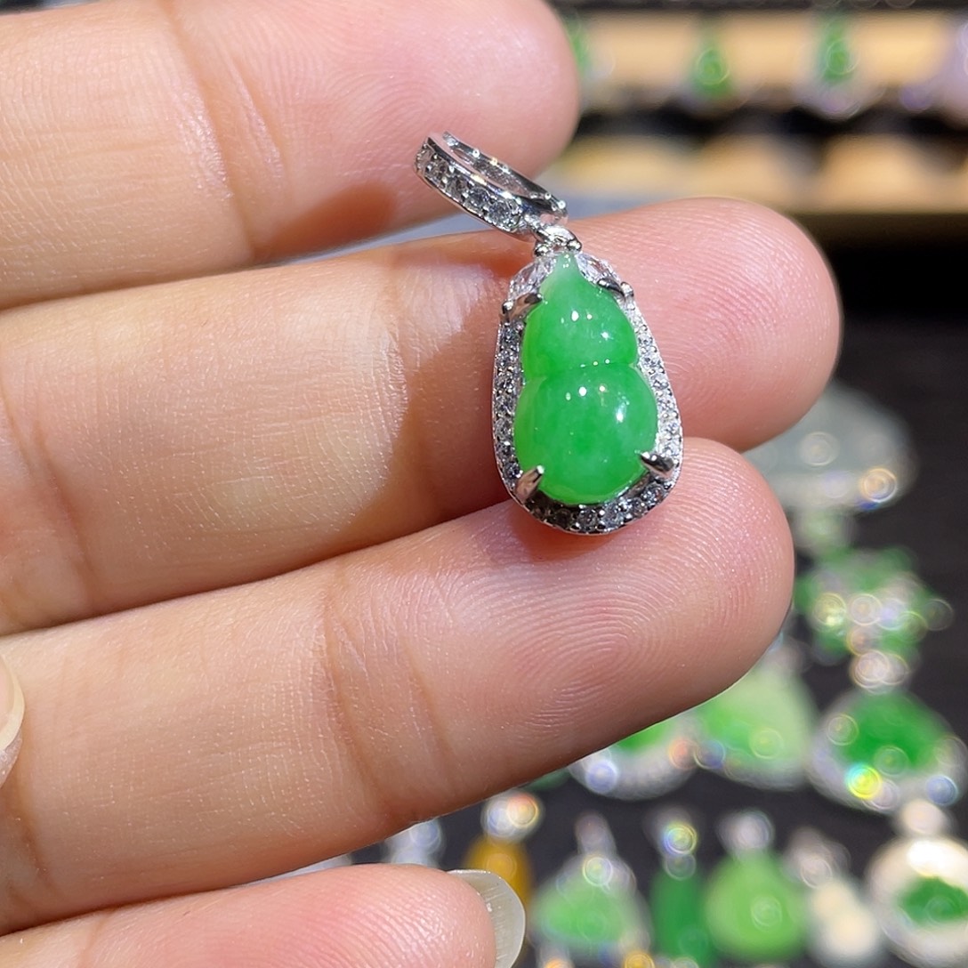 翡翠银S925镶嵌吊坠(不含链)