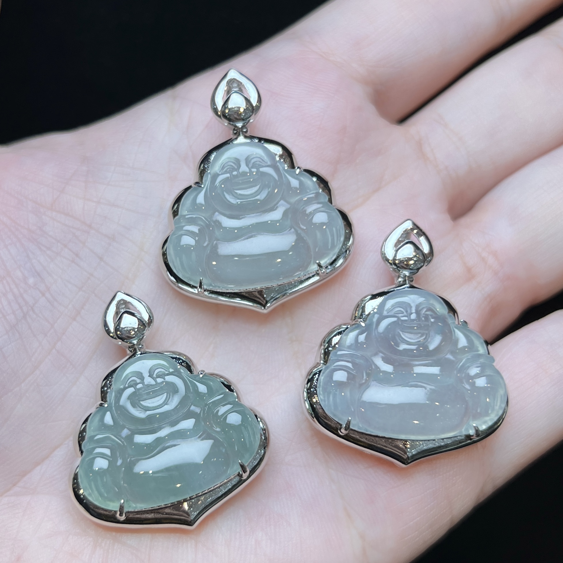 【红旭玉麟】天然翡翠A货蓝水佛公吊坠 多样性发一件