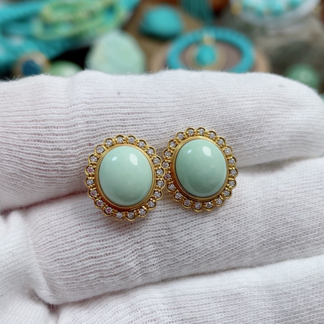 绿松石珠宝奇石18K金镶嵌