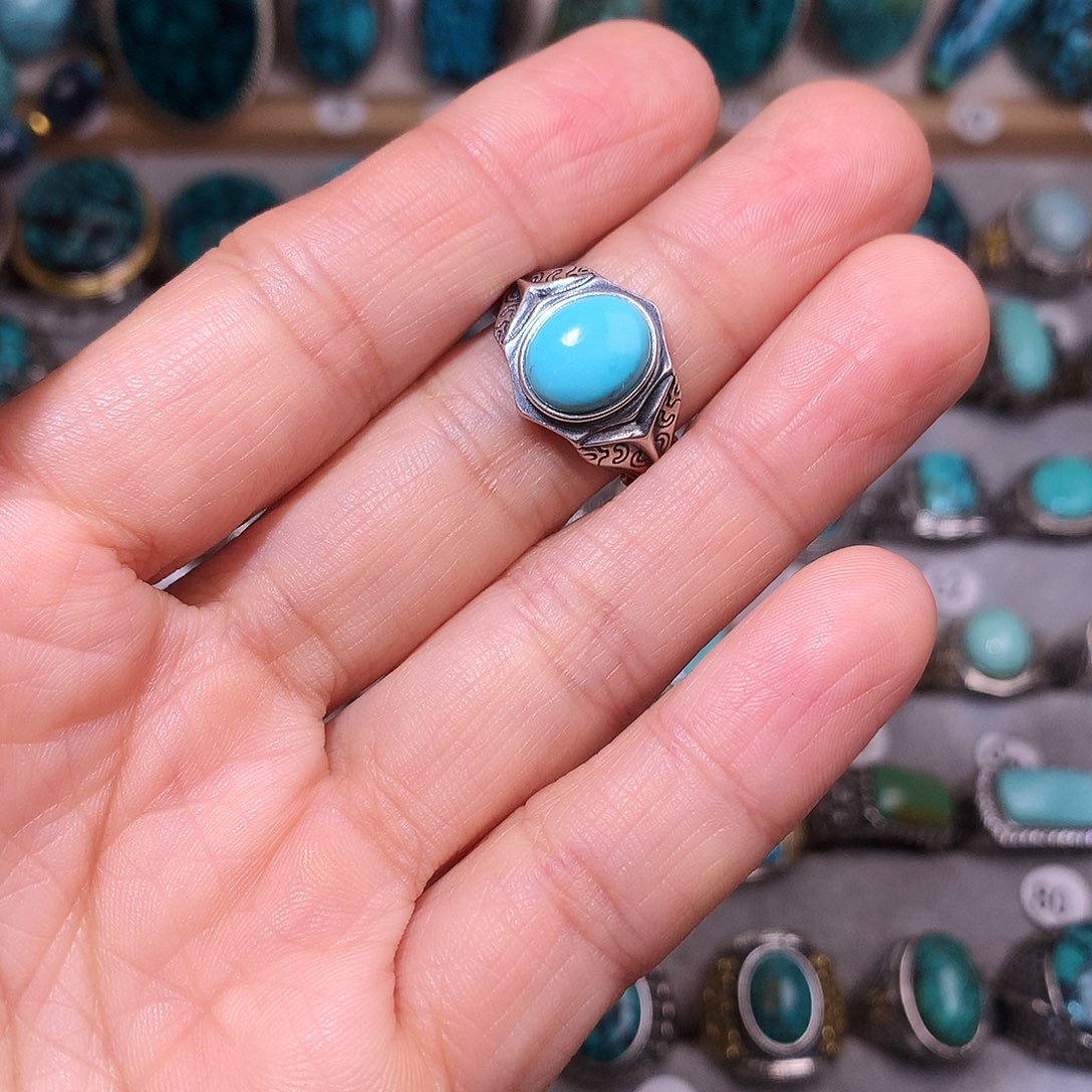 绿松石挂件银S925镶嵌