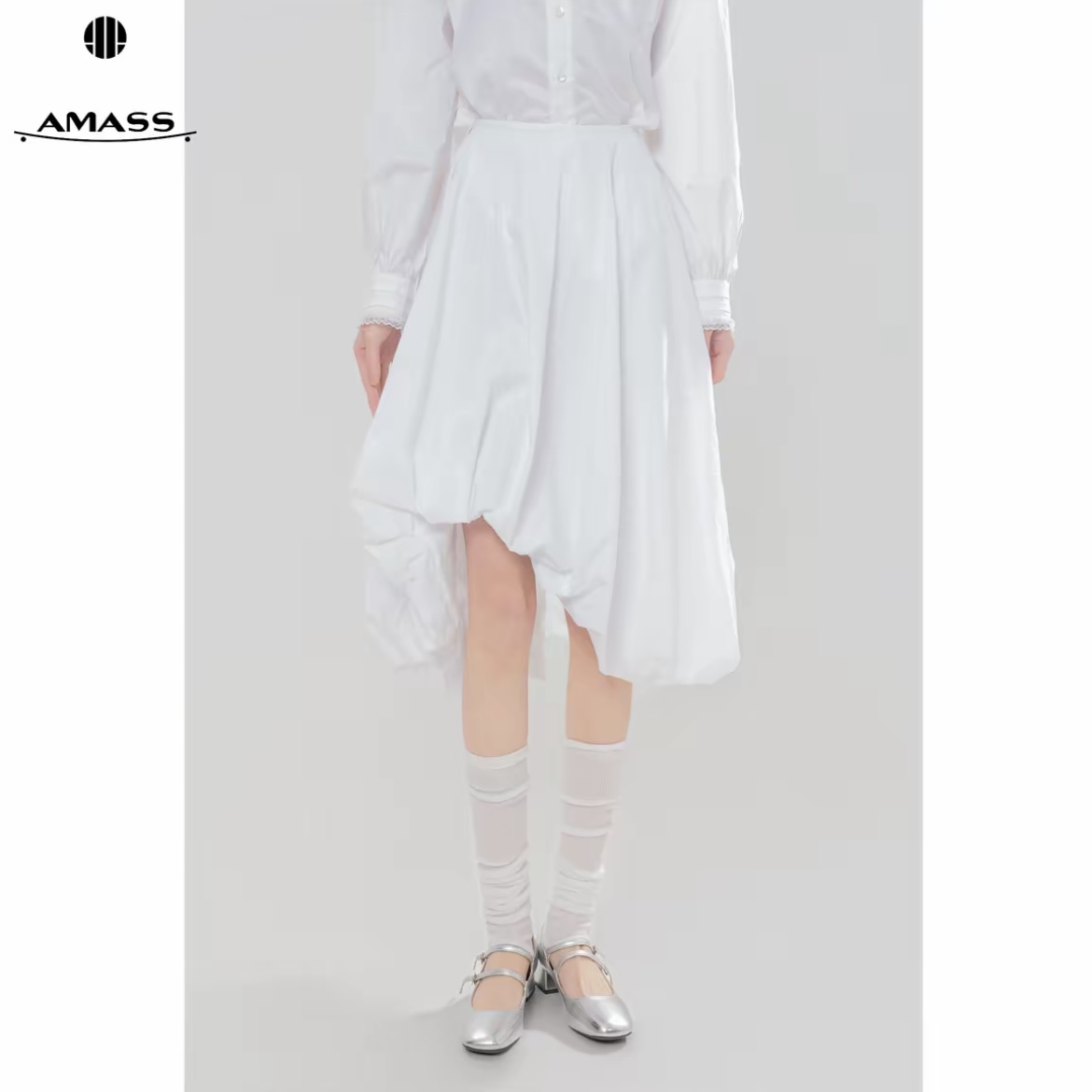 AMASS阿玛施新款优雅千金风复古时尚不规则百搭气质半身裙520050