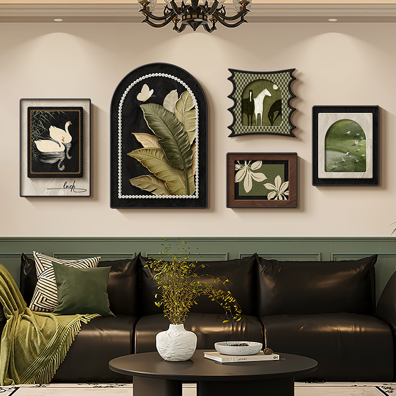 法式复古家大业大客厅装饰画中古风高级感沙发客厅背景墙挂画