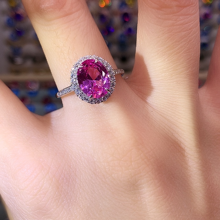 红宝石戒指银S925镶嵌