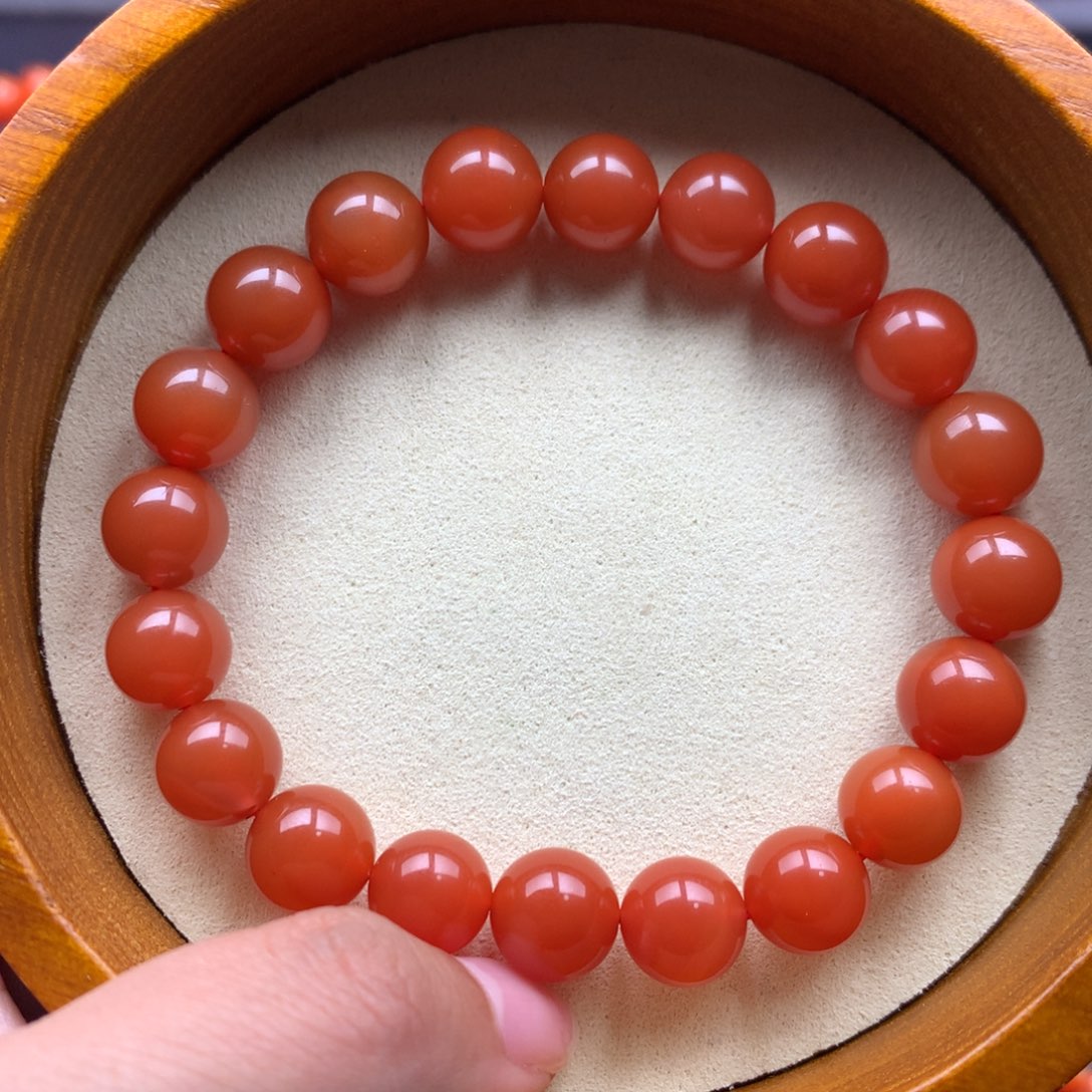 南红玛瑙未镶嵌保山天然原矿南红10mm+柿子红圆珠