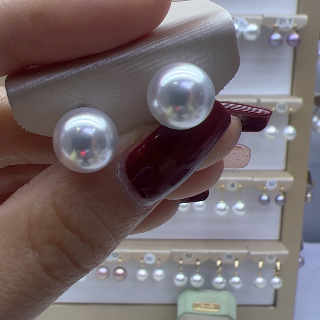淡水珍珠耳饰18K金镶嵌