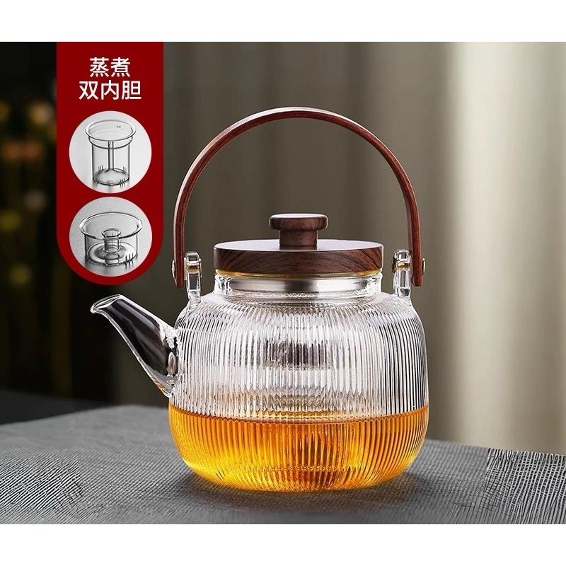 玻璃-木盖-条纹提梁壶 5887直播专享