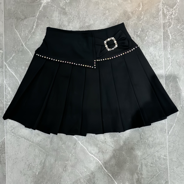 【裙长42】2025春夏新款高腰显瘦百褶半身裙简约气质遮肚短裙百搭