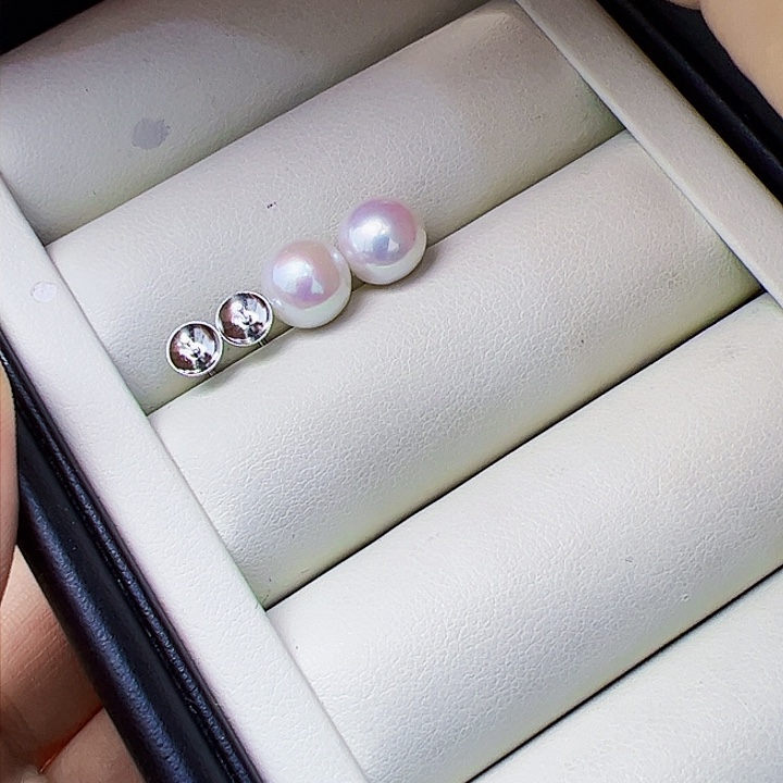 淡水珍珠耳饰银S925镶嵌