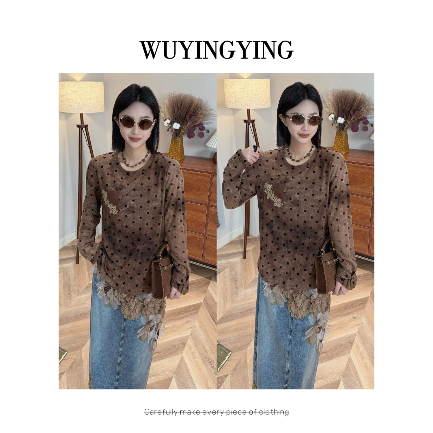  WUYINGYING【波点市集】早秋重工波点刺绣设计百尚上衣BDRJ250907