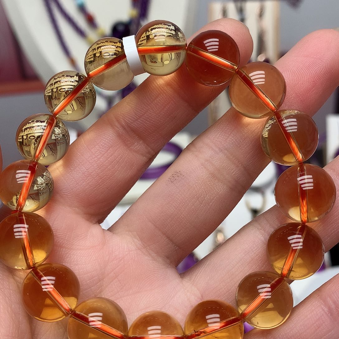 黄晶毕业级手串13m m未镶嵌